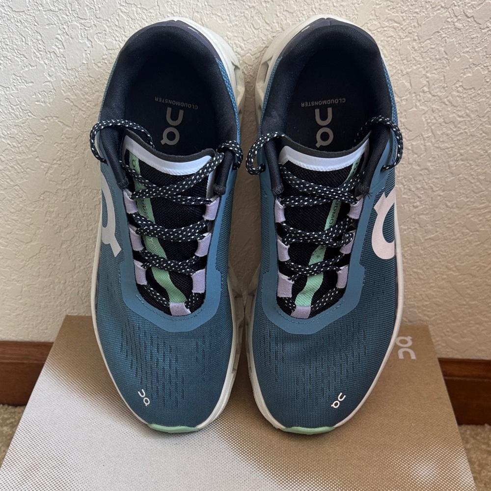 On Running Teal and White Sneakers - Picture 2 of 4